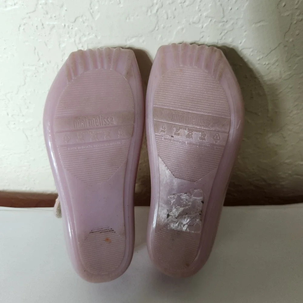 Mini Melissa Sweet Love Pink Pearlescent Jelly Mary Jane Flats Kids Size 10
